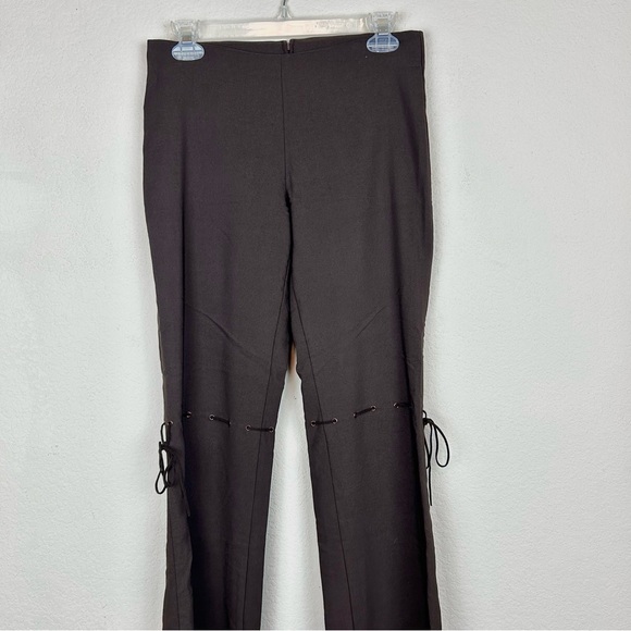 Krizia Brown Tie Boot Cut Stretchy Pants - Picture 2 of 8